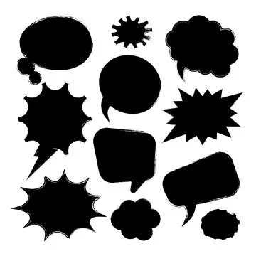Grunge comic speech bubbles with brush strokes, ink smudges, acrylic stains or 스톡 일러스트