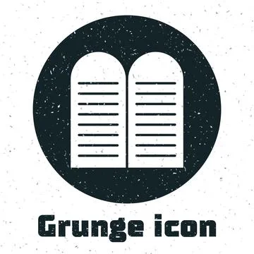 Grunge The commandments icon isolated on white background. Gods law concept Stock Illustration