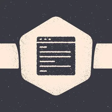 Grunge Computer api interface icon isolated on grey background. Application Illustrazione stock