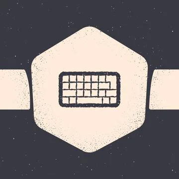Grunge Computer keyboard icon isolated on grey background. PC component sign Stock Illustration