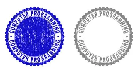 Grunge COMPUTER PROGRAMMING Scratched Stamp Seals Illustrazione stock