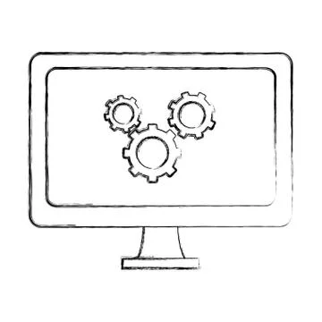 Grunge computer technology with gears process industry Stock Illustration