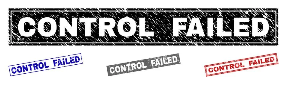 Grunge CONTROL FAILED Scratched Rectangle Stamps Stock Illustration