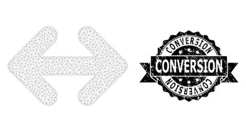 Grunge Conversion Ribbon Seal Stamp and Mesh Carcass Exchange Arrows Stock Illustration