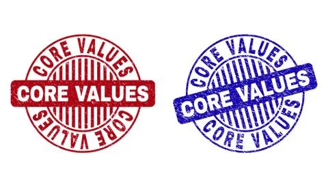 Grunge CORE VALUES Textured Round Watermarks Illustrazione stock