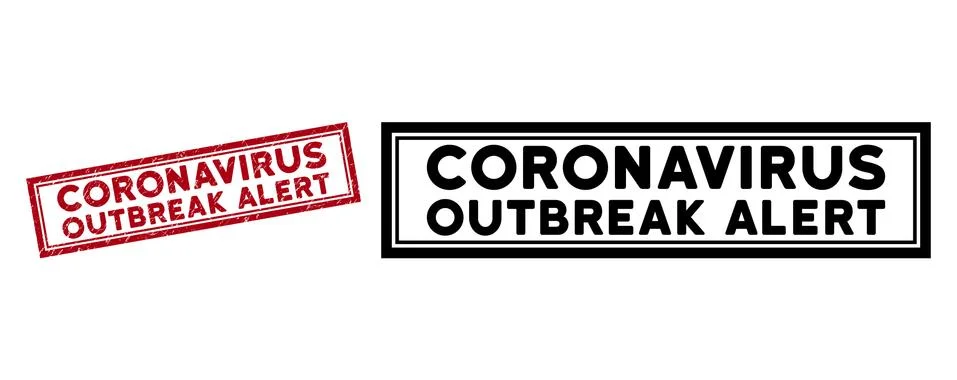 Grunge Coronavirus Outbreak Alert Rectangular Frame Stamp Seal Stock Illustration
