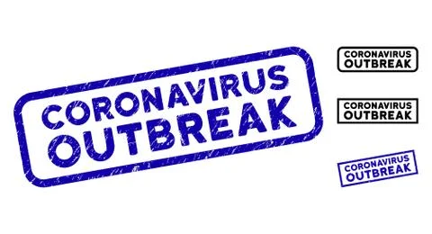 Grunge Coronavirus Outbreak Rectangular Stamp Seals Stockillustratie