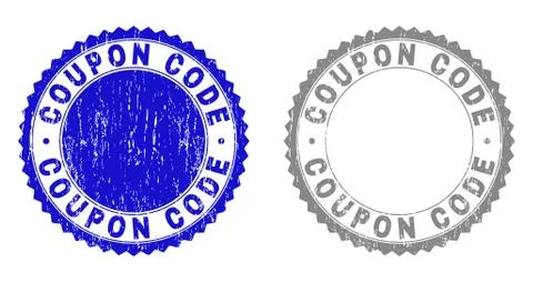 Grunge COUPON CODE Textured Stamp Seals Illustrazione stock