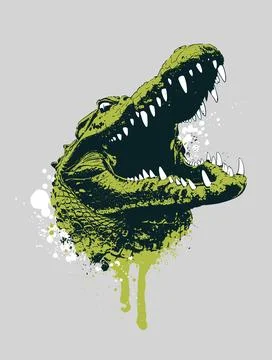 Grunge Crocodile Head Vector Illustration Stock Illustration