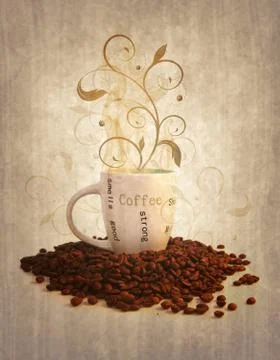Grunge cup off coffee Stock Illustration