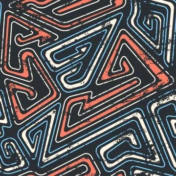 Grunge curve seamless pattern Stock Illustration