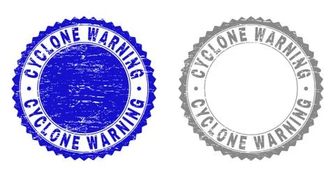 Grunge CYCLONE WARNING Textured Watermarks Stock Illustration