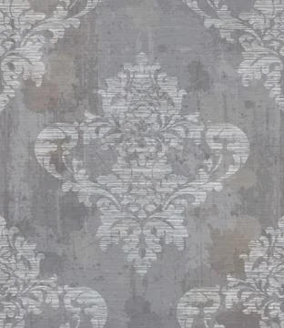 Grunge Damask pattern ornament decor Vector. Baroque fabric texture illustrat Illustrazione stock