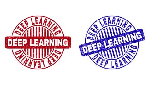 Grunge DEEP LEARNING Textured Round Watermarks Stock Illustration