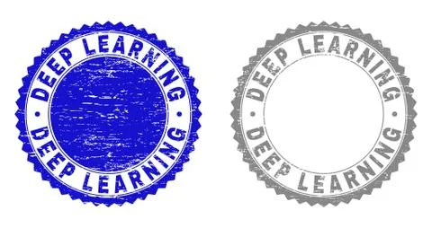 Grunge DEEP LEARNING Textured Stamps Illustrazione stock