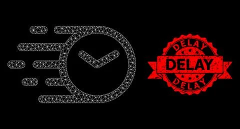 Grunge Delay Seal and Web Mesh Clock Stock Illustration