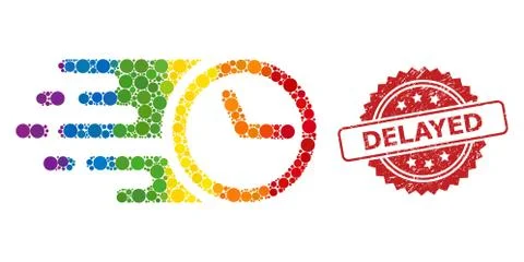 Grunge Delayed Stamp and Rainbow Clock Mosaic Stock Illustration