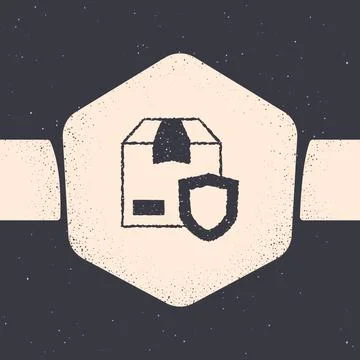 Grunge Delivery security with shield icon isolated on grey background. Delivery Stock Illustration