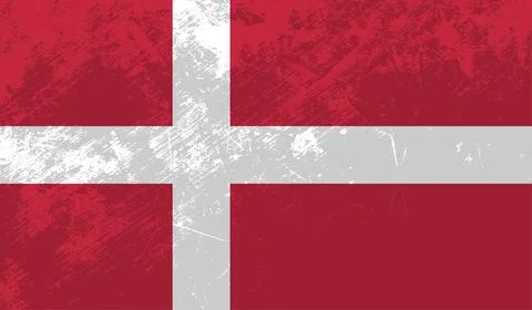 Grunge Denmark flag. Denmark flag with waving grunge texture. Stock Illustration