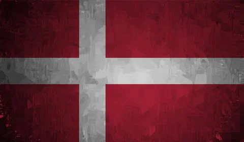 Grunge Denmark flag. Denmark flag with waving grunge texture. Stock Illustration