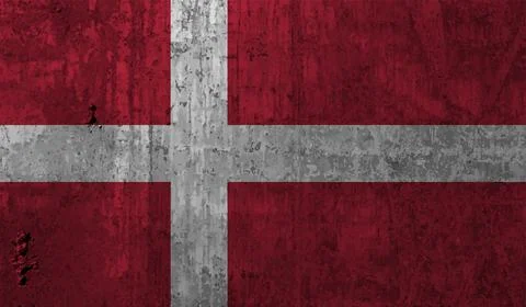Grunge Denmark flag. Denmark flag with waving grunge texture. Stock Illustration