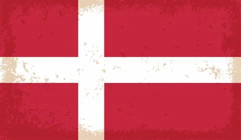 Grunge Denmark flag. Denmark flag with waving grunge texture. Stock Illustration