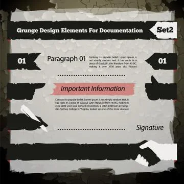 Grunge design elements for documentation set Stock Illustration