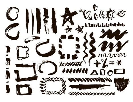 Grunge design elements set. Brush strokes and borders. Vector Illustration 스톡 일러스트