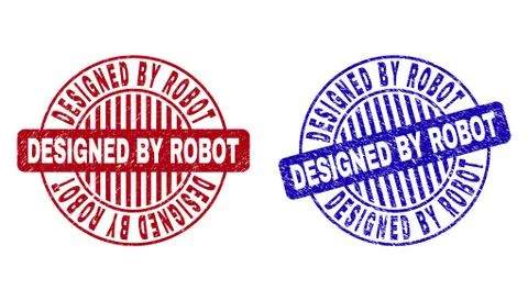 Grunge DESIGNED BY ROBOT Textured Round Stamps 스톡 일러스트
