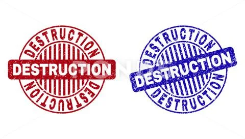 Grunge DESTRUCTION Textured Round Stamps Stock Illustration
