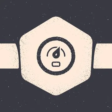 Grunge Digital speed meter concept icon isolated on grey background. Global Stock Illustration