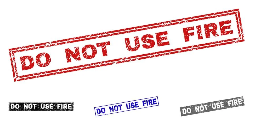 Grunge DO NOT USE FIRE Scratched Rectangle Watermarks Stock Illustration