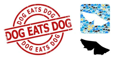 Grunge Dog Eats Dog Stamp and Stencil Climate Mosaic Map of Acre State Stock Illustration