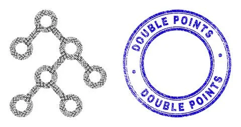 Grunge Double Points Stamp And Binary Structure Recursive Composition of Self Stock Illustration