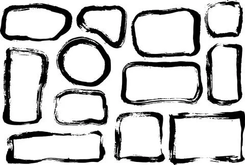 Grunge Dry Brush Frames Vector Set Stock Illustration