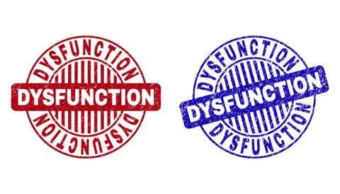 Grunge DYSFUNCTION Scratched Round Stamp Seals Stock Illustration