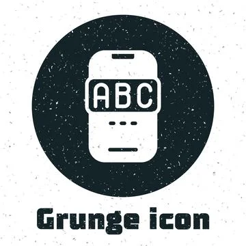 Grunge E-learning of different foreign languages through the mobile applica.. Illustrazione stock
