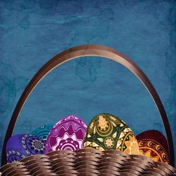 Grunge easter basket Stock Illustration
