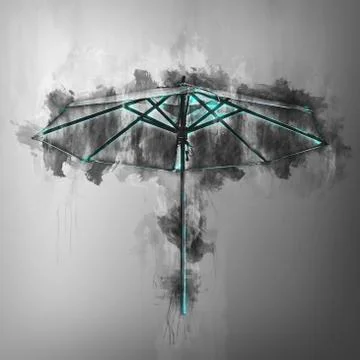 Grunge effect painterly beach umbrella Illustrazione stock