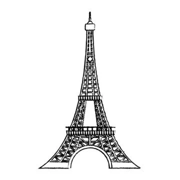 Grunge eiffel tower architecture from paris france Stock Illustration
