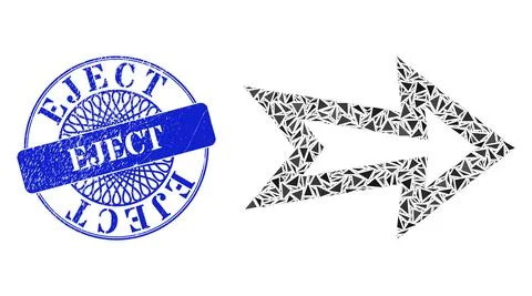 Grunge Eject Stamp and Triangle Arrow Right Mosaic 스톡 일러스트
