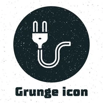 Grunge Electric plug icon isolated on white background. Concept of connection Stockillustratie
