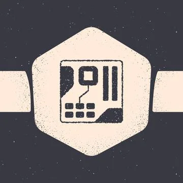 Grunge Electronic computer components motherboard digital chip integrated Stock Illustration