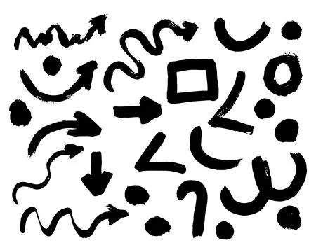 Grunge elements and arrows vector. Brush paint black. Ink brush strokes arrows Stock Illustration