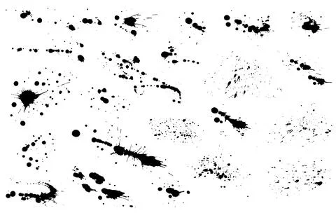 Grunge elements of paint ink splatter, set. Vector illustration 스톡 일러스트