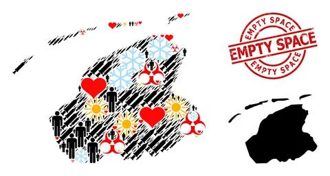 Grunge Empty Space Seal and Frost Men Inoculation Collage Map of Friesland Stock Illustration