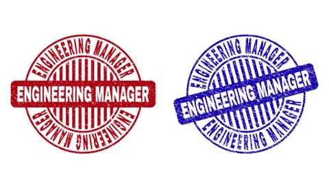 Grunge ENGINEERING MANAGER Scratched Round Stamp Seals Stockillustratie