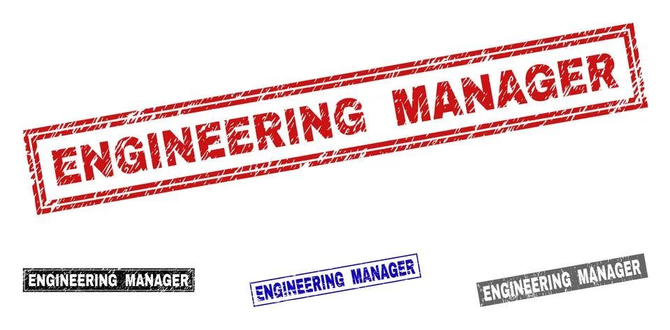 Grunge ENGINEERING MANAGER Textured Rectangle Stamp Seals Stockillustratie