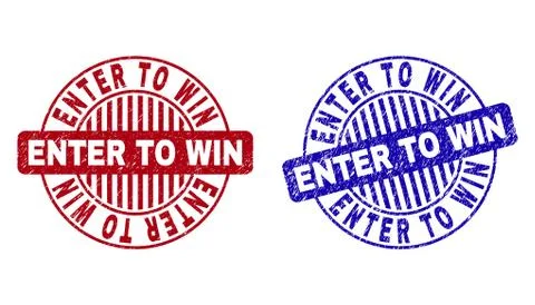 Grunge ENTER TO WIN Textured Round Stamp Seals Stock Illustration