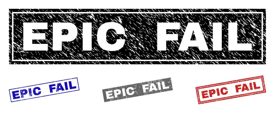 Grunge EPIC FAIL Scratched Rectangle Stamp Seals Illustrazione stock